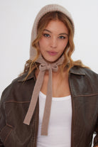 Women’s Knitted Bonnet in Light Brown