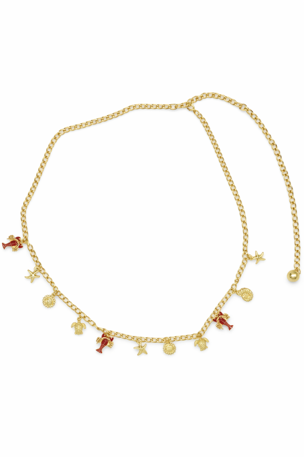 Woman's Nautical Charm Chain Belt in Gold