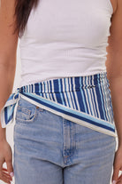 Woman's Nautical Stripes Neck-tie in Blue and Cream