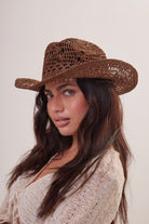 Woman's Open Weave Cowboy Hat in Brown