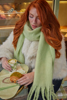 Woman's Oversized Chunky Blanket Scarf in Matcha Green