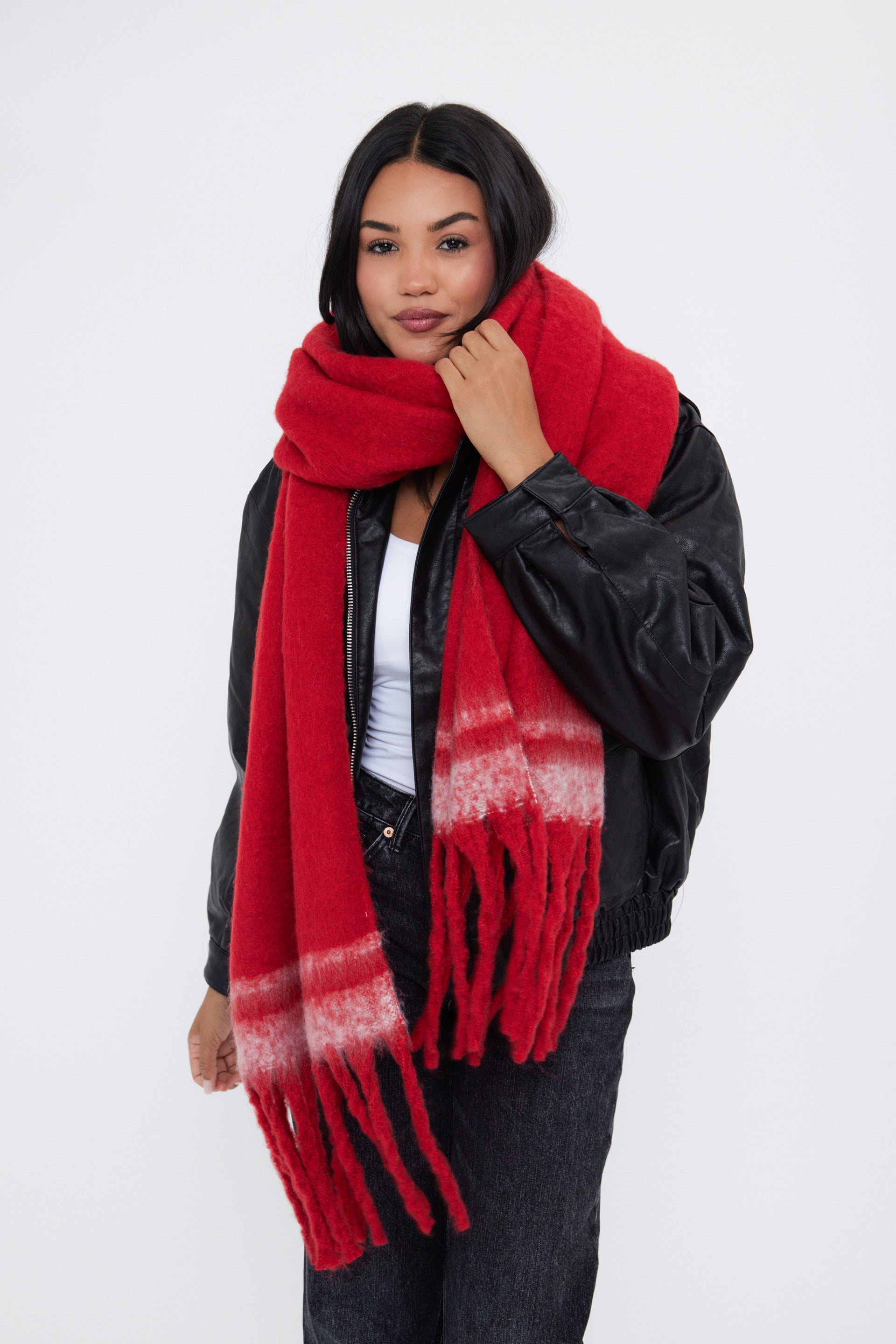 Women's Oversized Chunky Blanket Scarf in Red My Accessories London