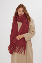 Women's Oversized Chunky Boucle Scarf in Rust Red