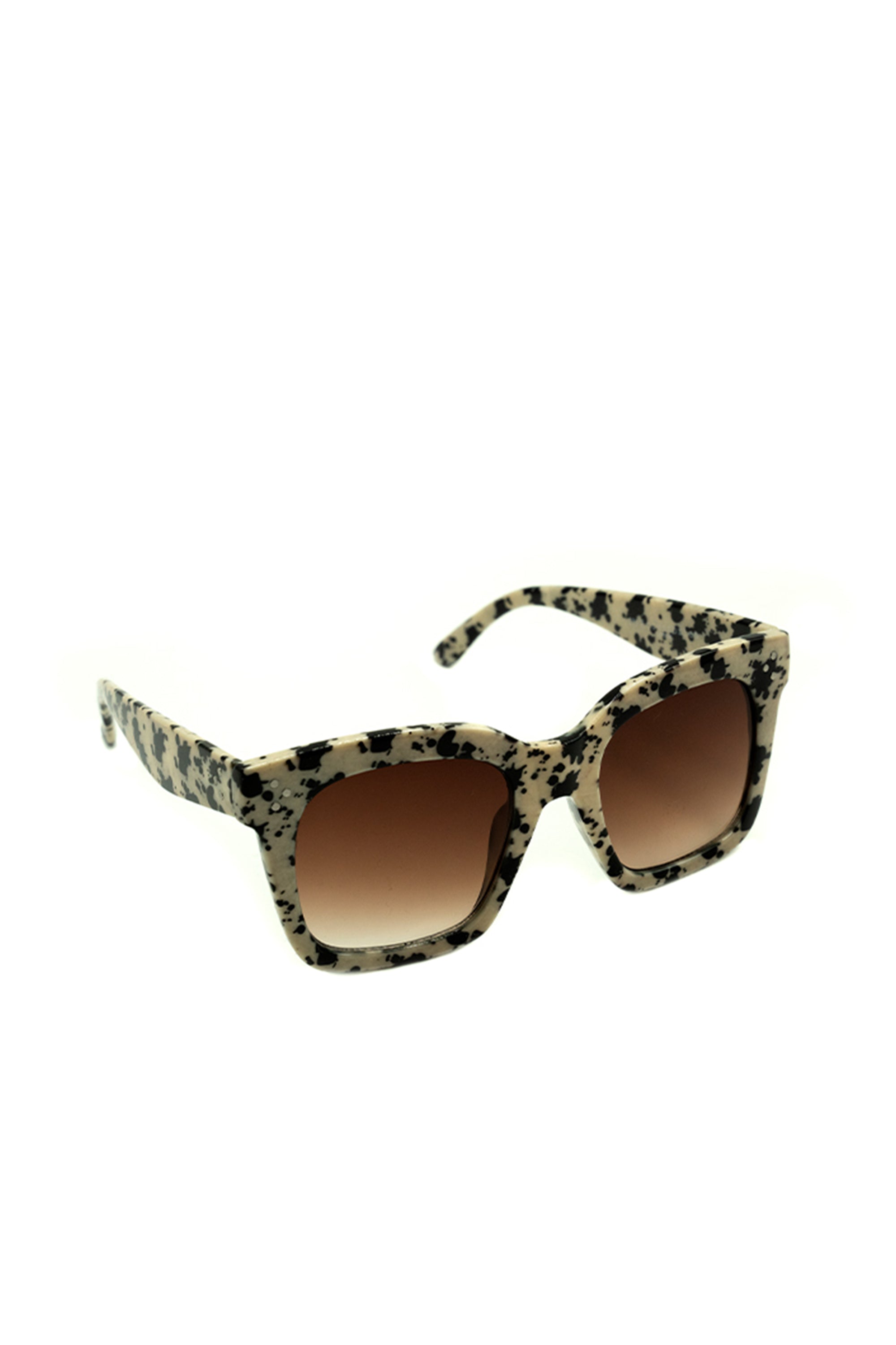 Women’s Oval Oversized Cow Print Sunglasses in Black and White