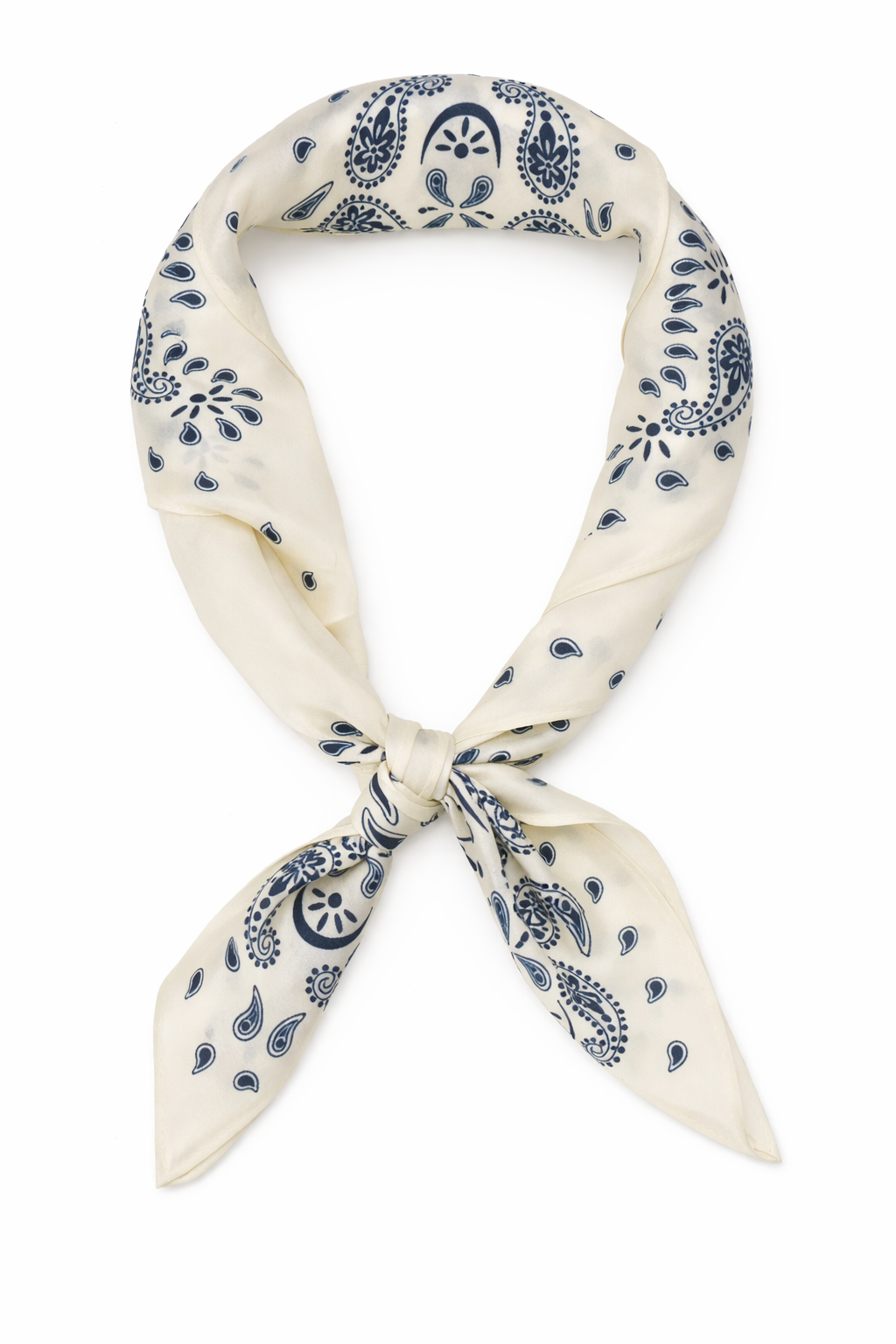Woman's Paisley Neck-tie in Cream and Blue