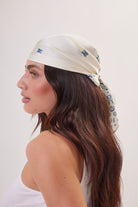 Woman's Paisley Neck-tie in Cream and Blue