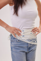 Woman's Paisley Neck-tie in Cream and Blue