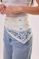 Woman's Paisley Neck-tie in Cream and Blue