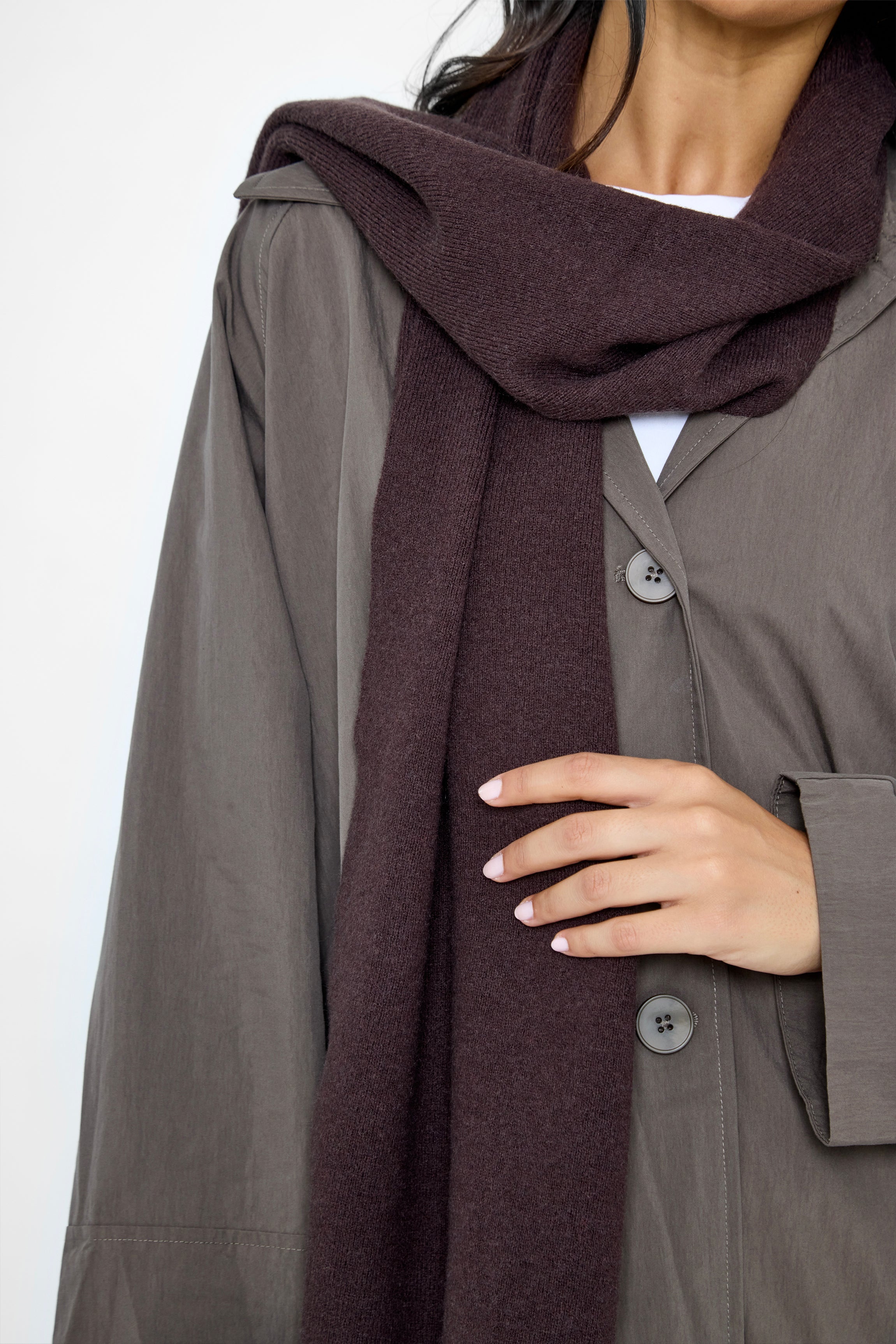 Women's Plain Knitted Scarf in Brown