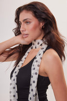 Woman's Polka Dot Chiffon Scarf in Cream and Black