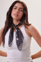 Woman's Polka Dot Multiway Bandana in Black and Cream