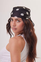 Woman's Polka Dot Multiway Bandana in Black and Cream