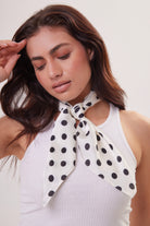 Woman's Polka Dot Multiway Bandana in Cream and Black