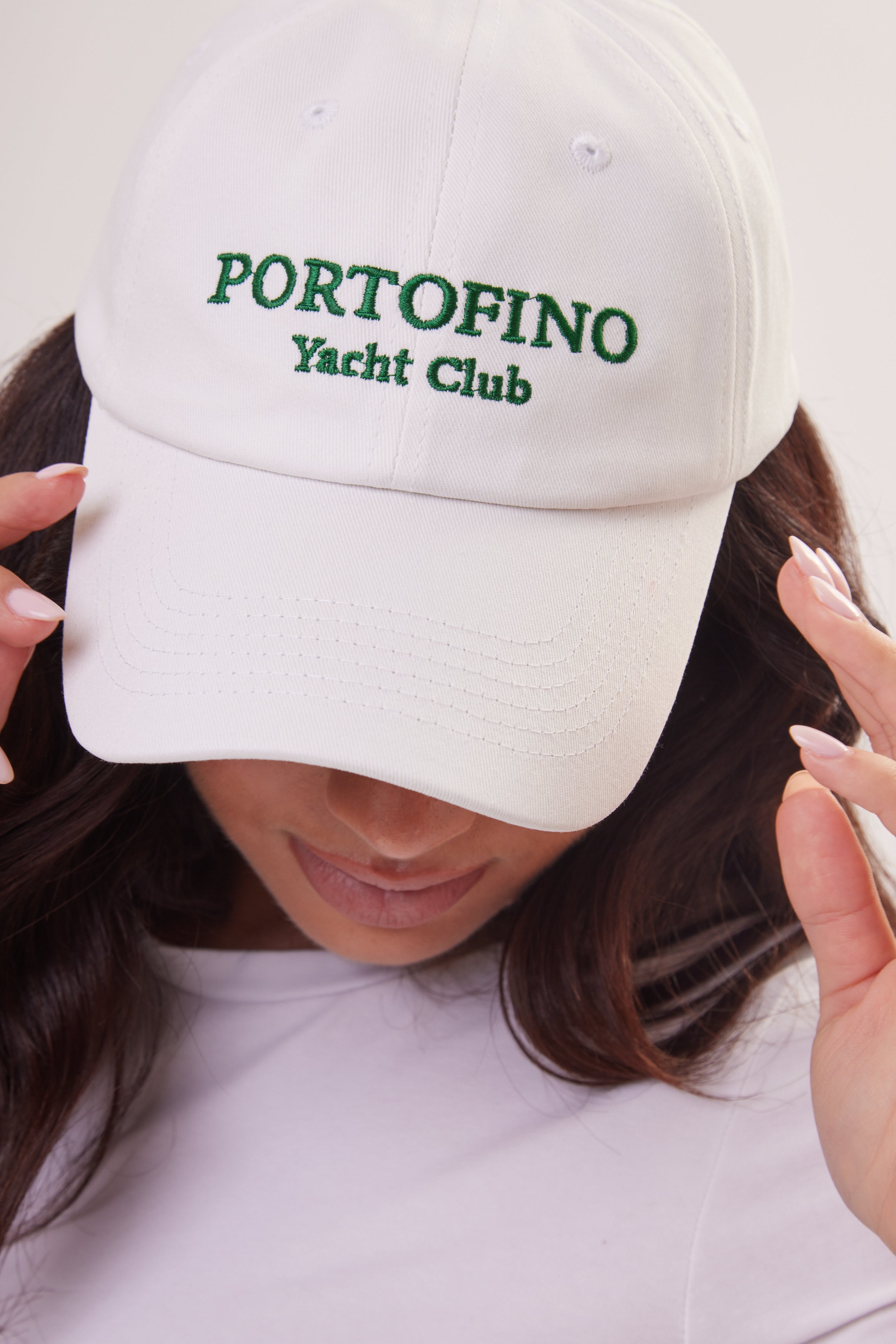 Woman's Portofino Yacht Club Baseball Cap in White and Green