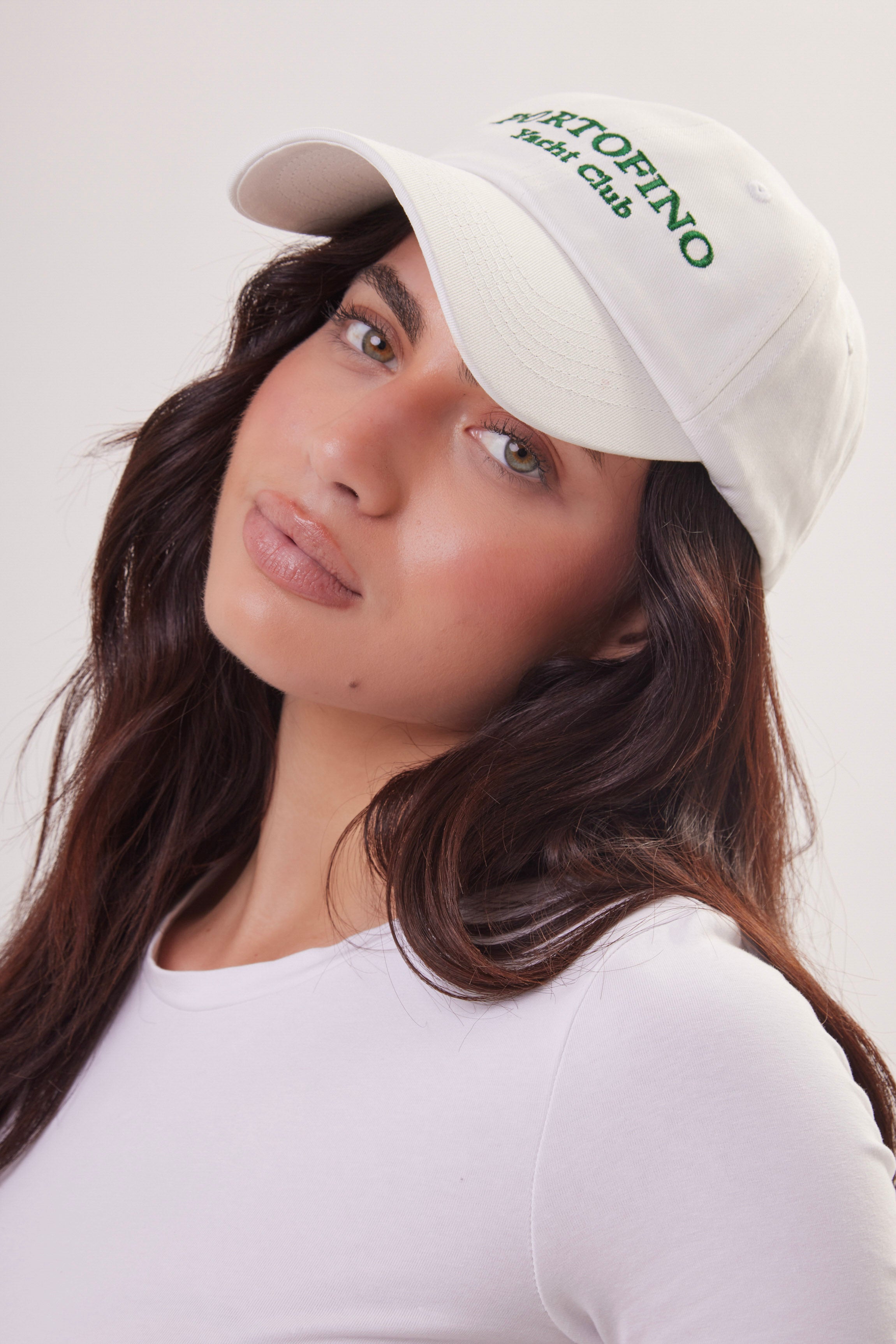 Woman's Portofino Yacht Club Baseball Cap in White and Green