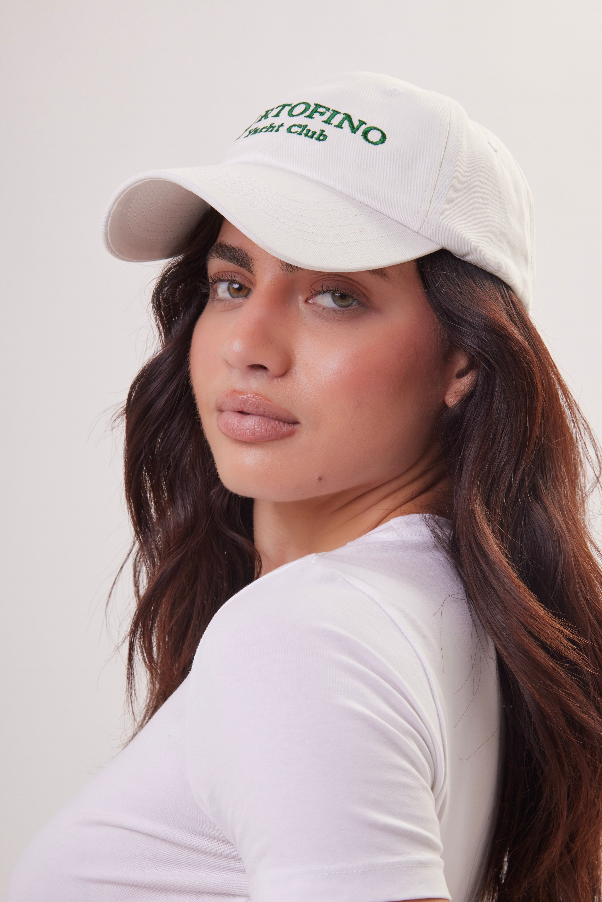 Woman's Portofino Yacht Club Baseball Cap in White and Green