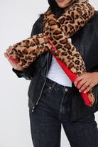 Woman's Reversible Fur Leopard and Red Scarf
