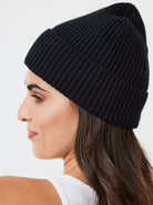 Woman's Ribbed Knitted Beanie in Black