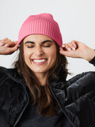 Woman's Ribbed Knitted Beanie in Pink