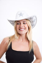 Women’s Cowboy Hat with Star Patches in Silver 