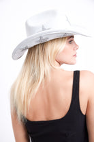 Women’s Cowboy Hat with Star Patches in Silver 
