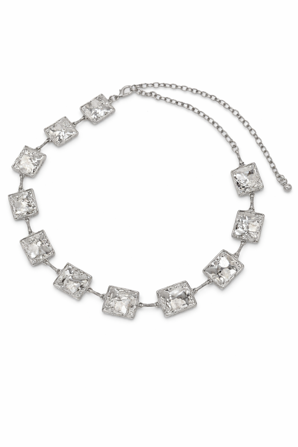 Woman's Square Chain Belt in Silver