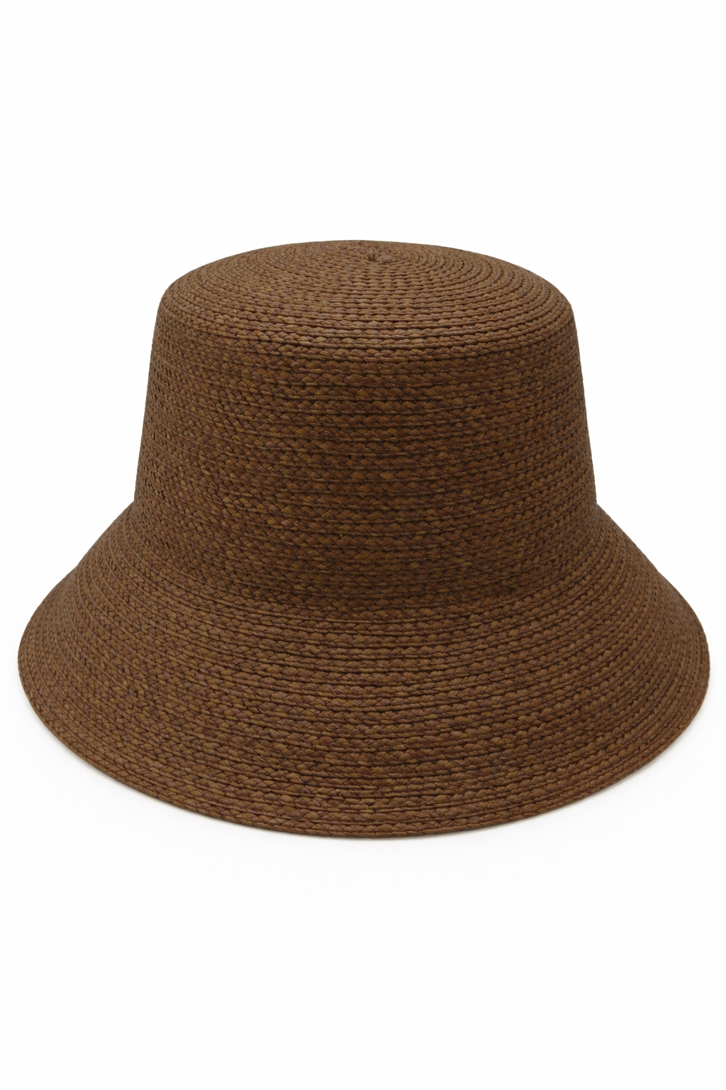 Woman's Straw Bucket Hat in Dark Brown 