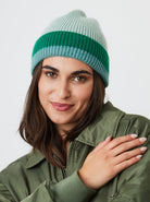 Woman's Stripe Beanie in Green