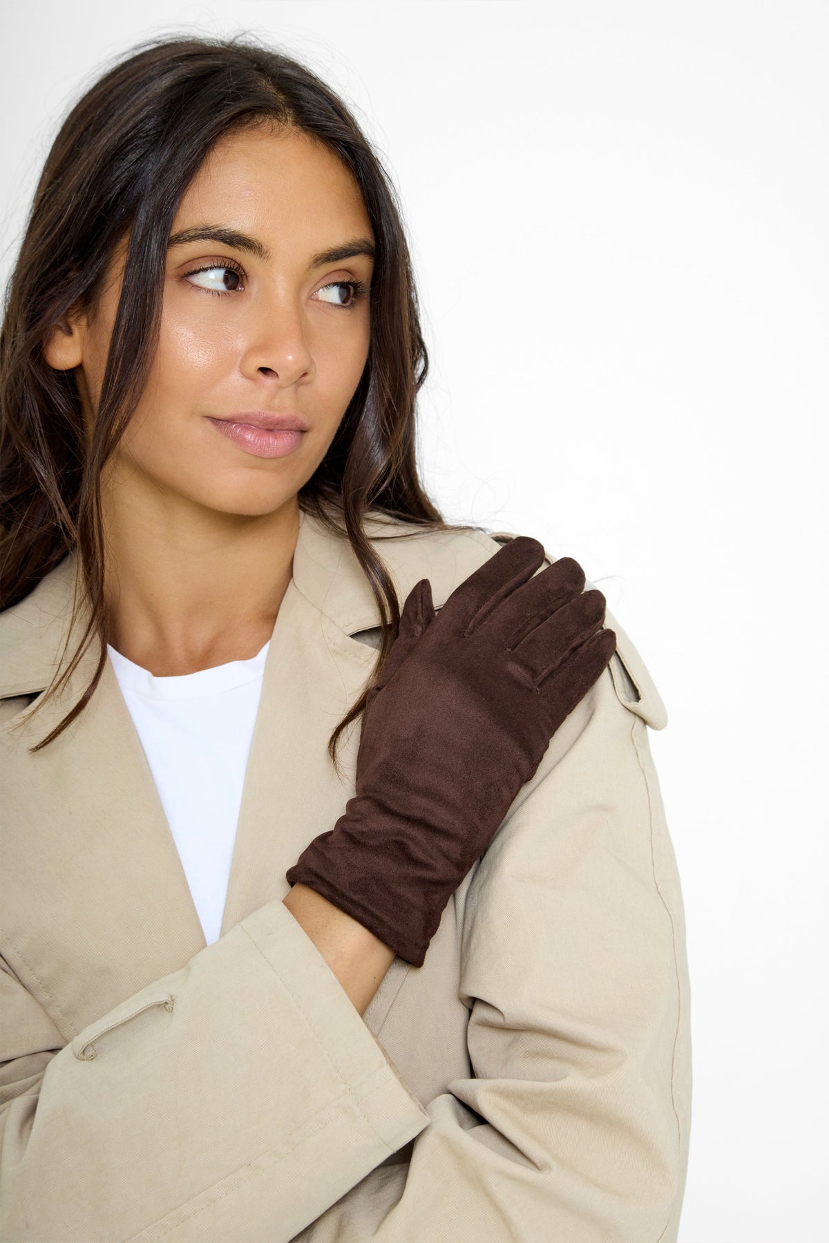 Women's Suede Gloves in Brown