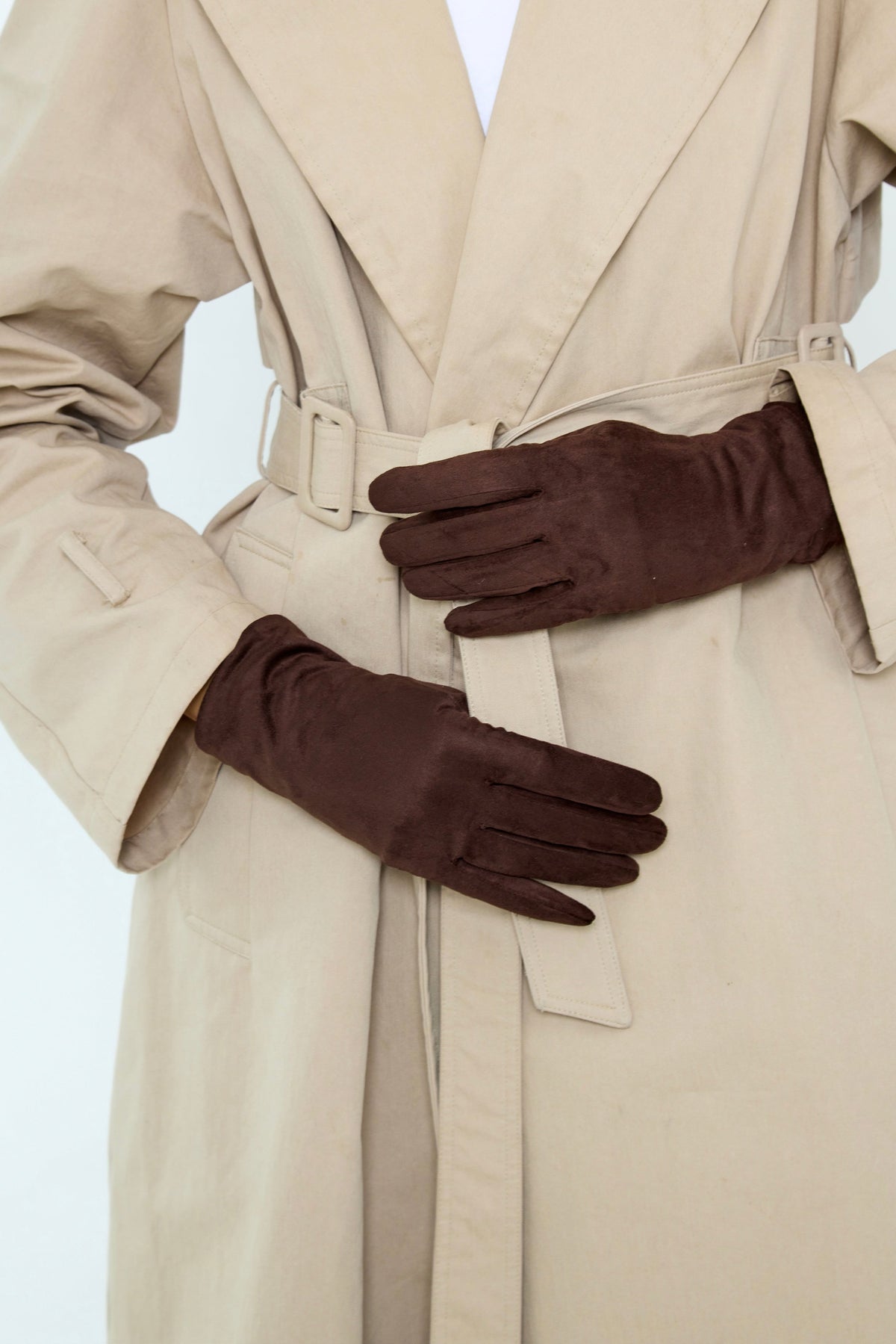 Women's Suede Gloves in Brown
