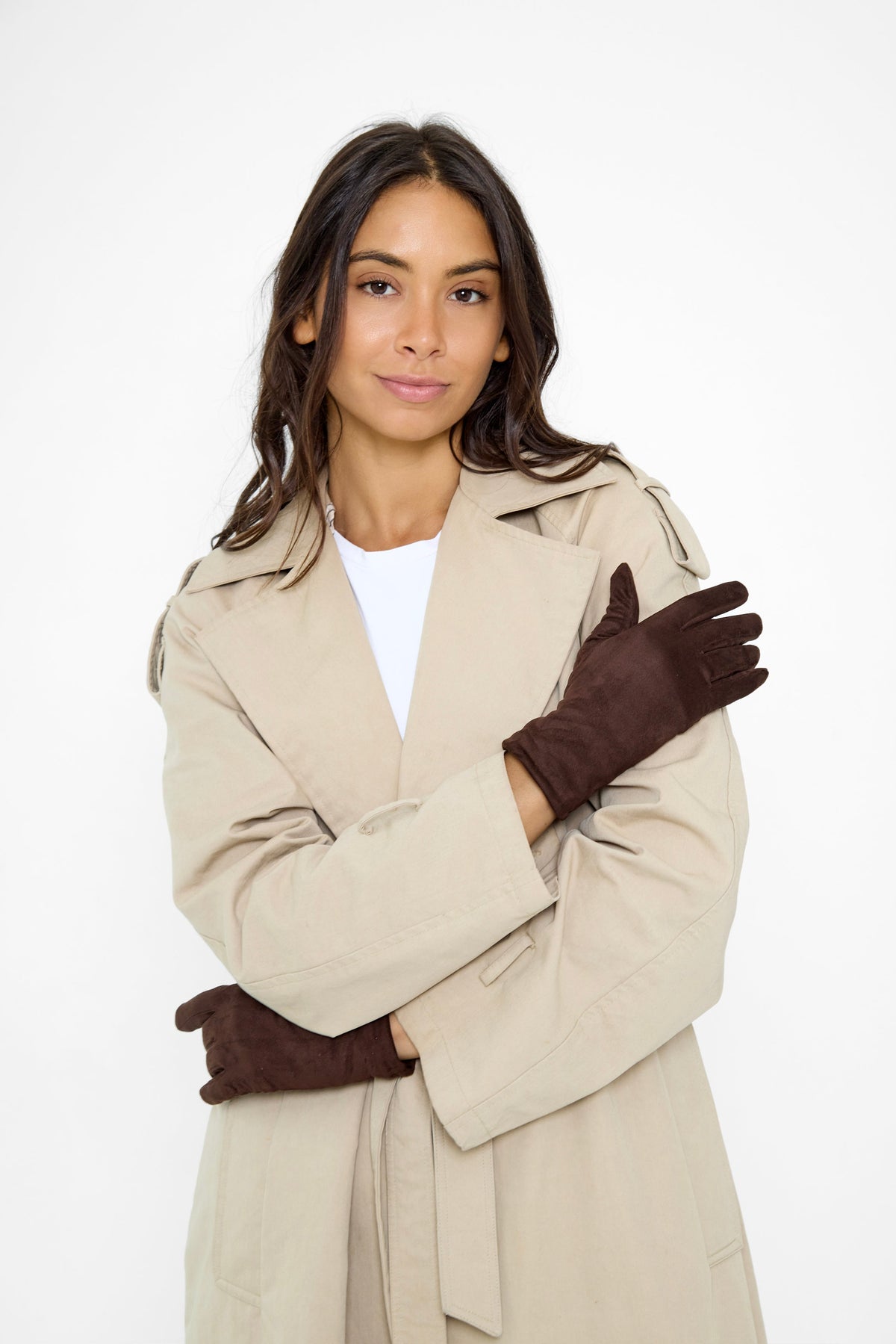 Women's Suede Gloves in Brown
