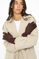 Women's Suede Gloves in Brown