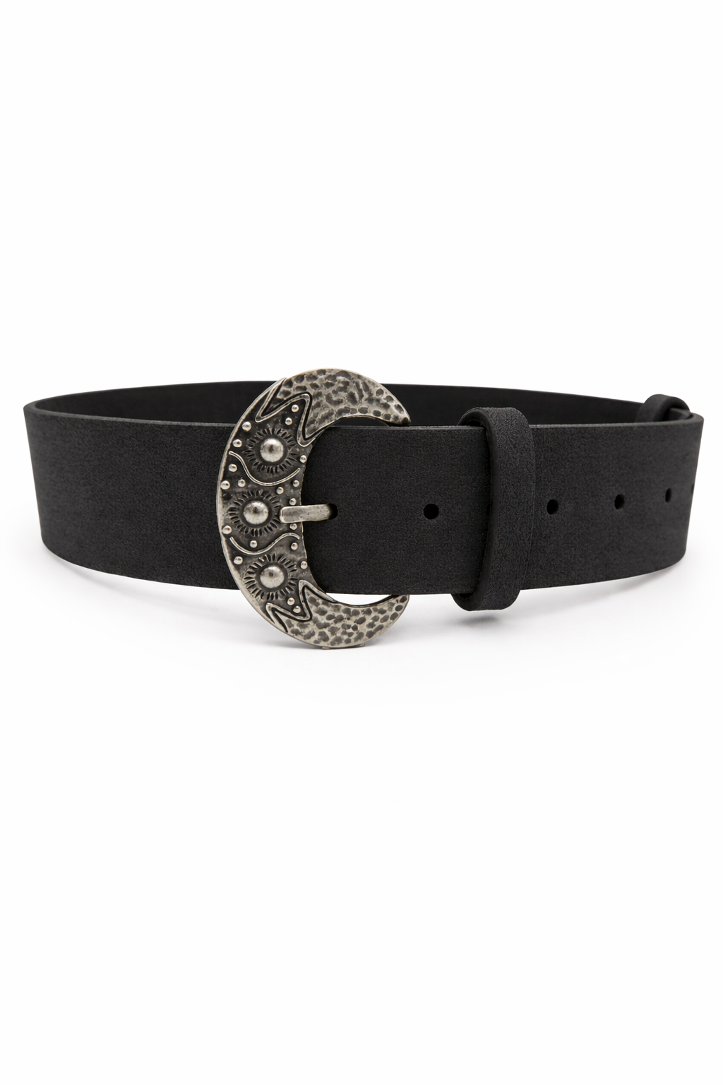 Woman's Suede Western Belt in Black and Silver
