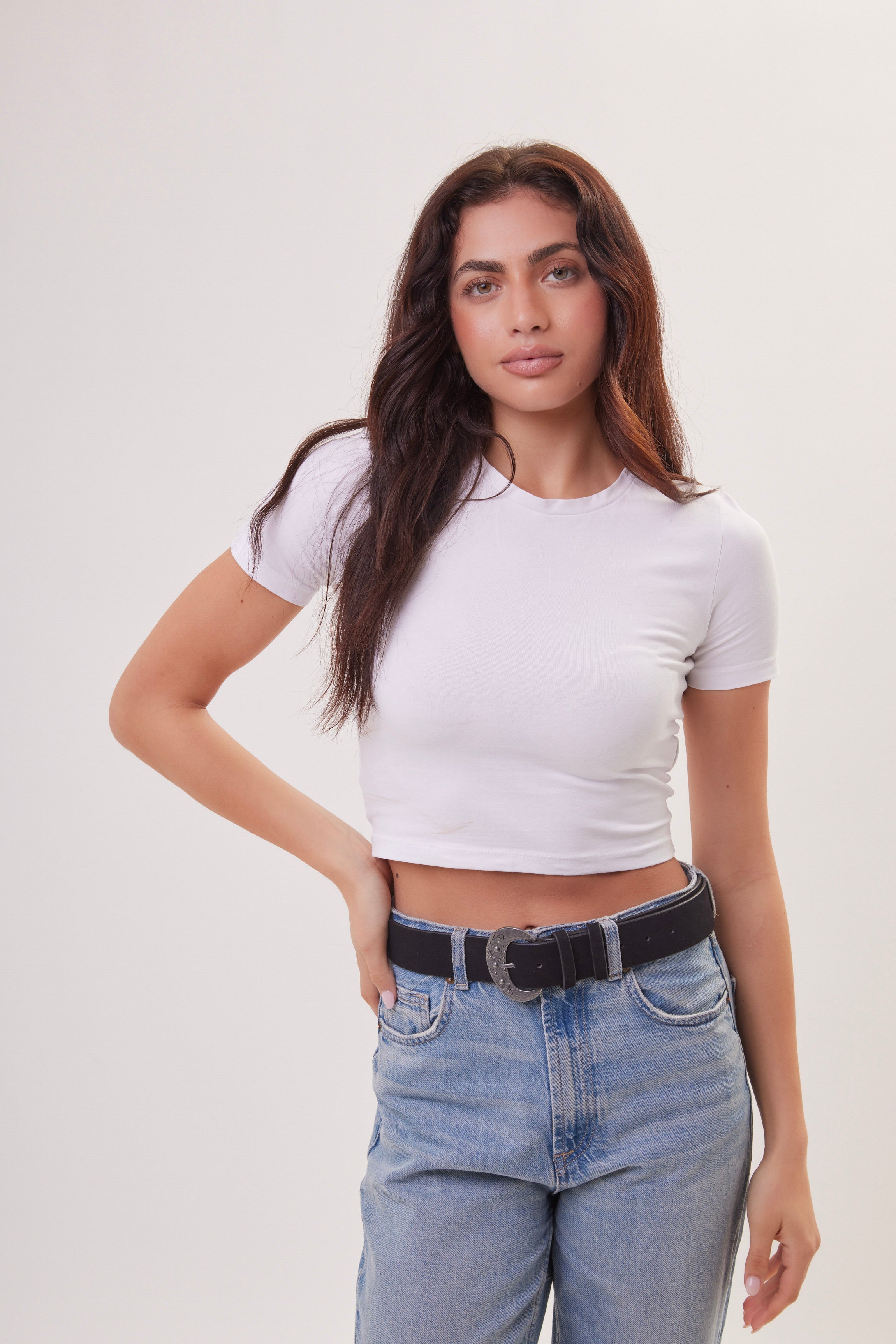 Woman's Suede Western Belt in Black and Silver