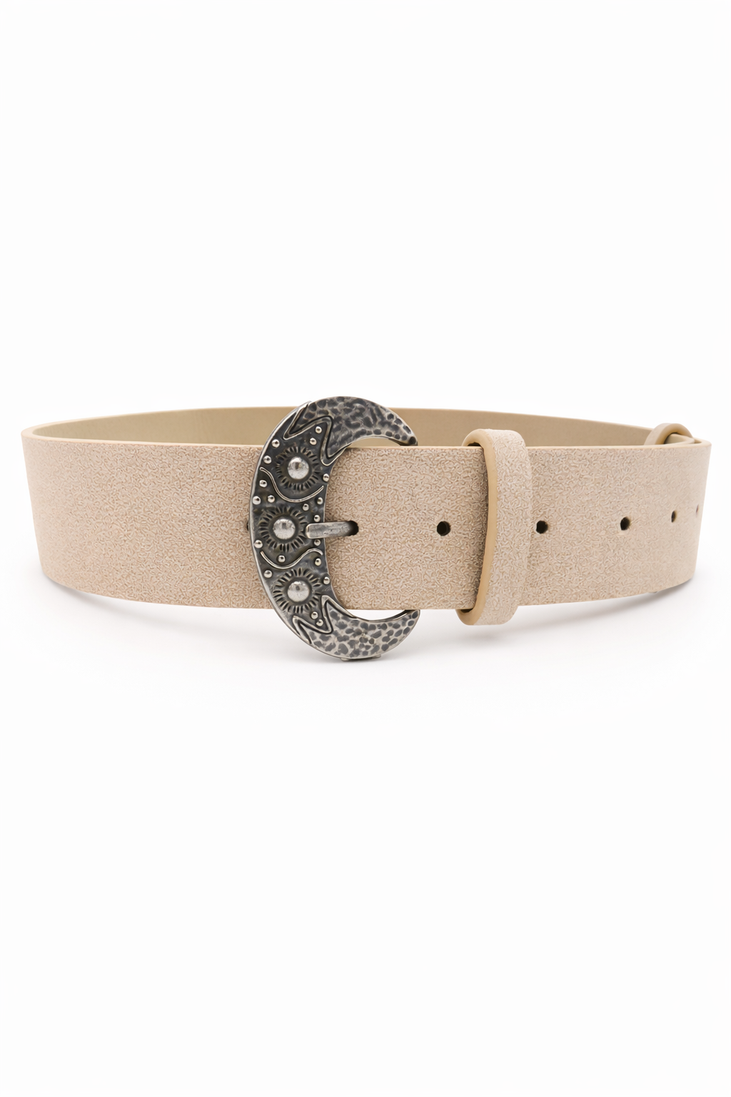 Woman's Suede Western Belt in Cream and Silver