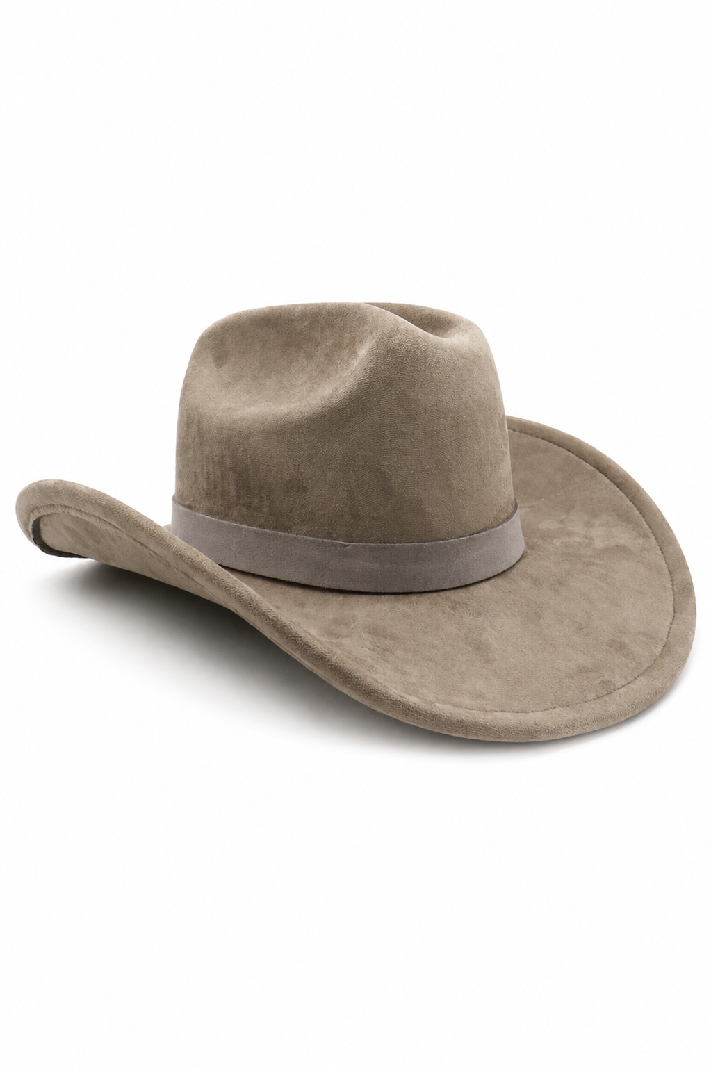 Taupe grey cowboy hat in photo studio