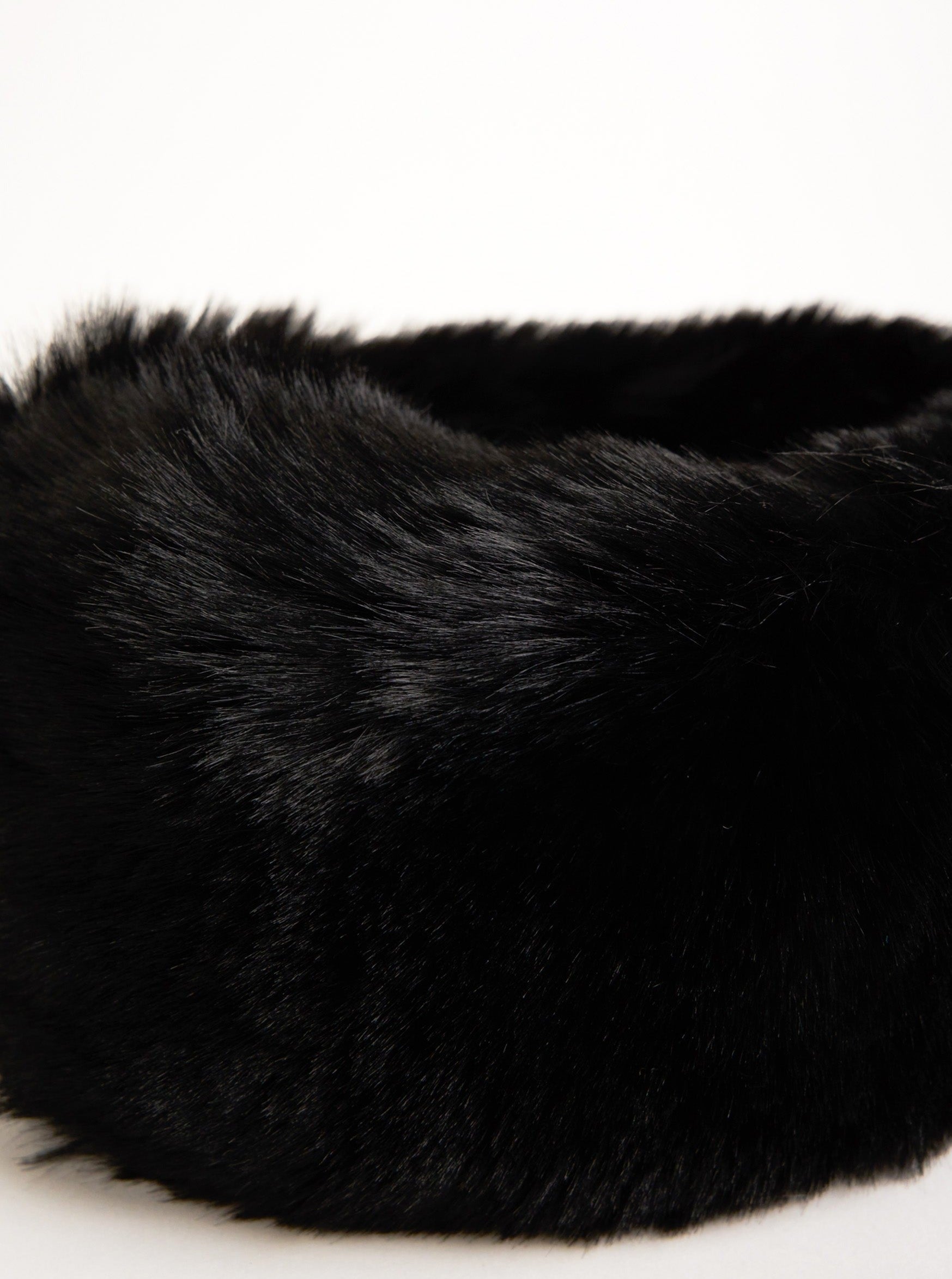 Woman's Super Fluffy Faux Fur Headband in Black