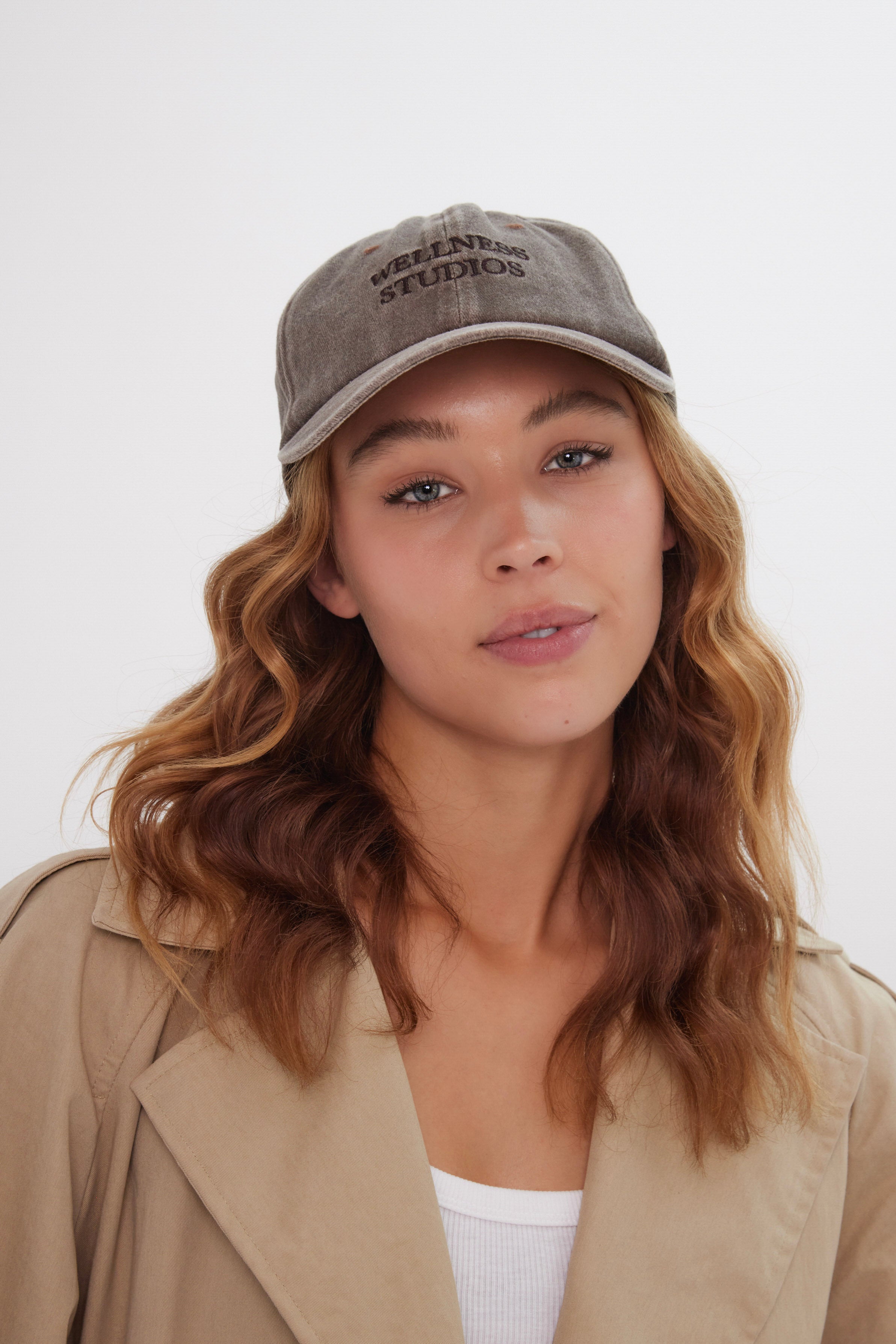 Women’s Wellness Studios Baseball Cap in Washed Brown 