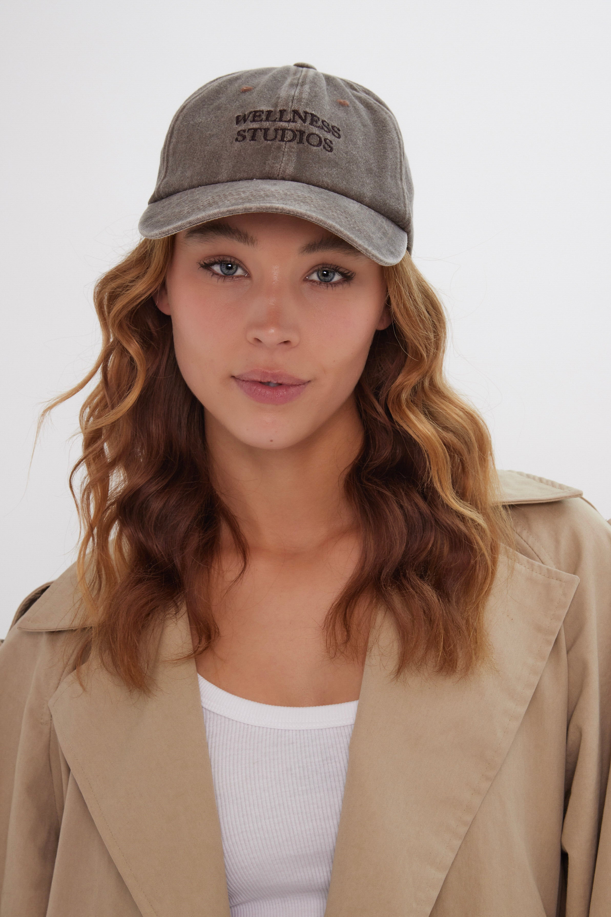 Women’s Wellness Studios Baseball Cap in Washed Brown 