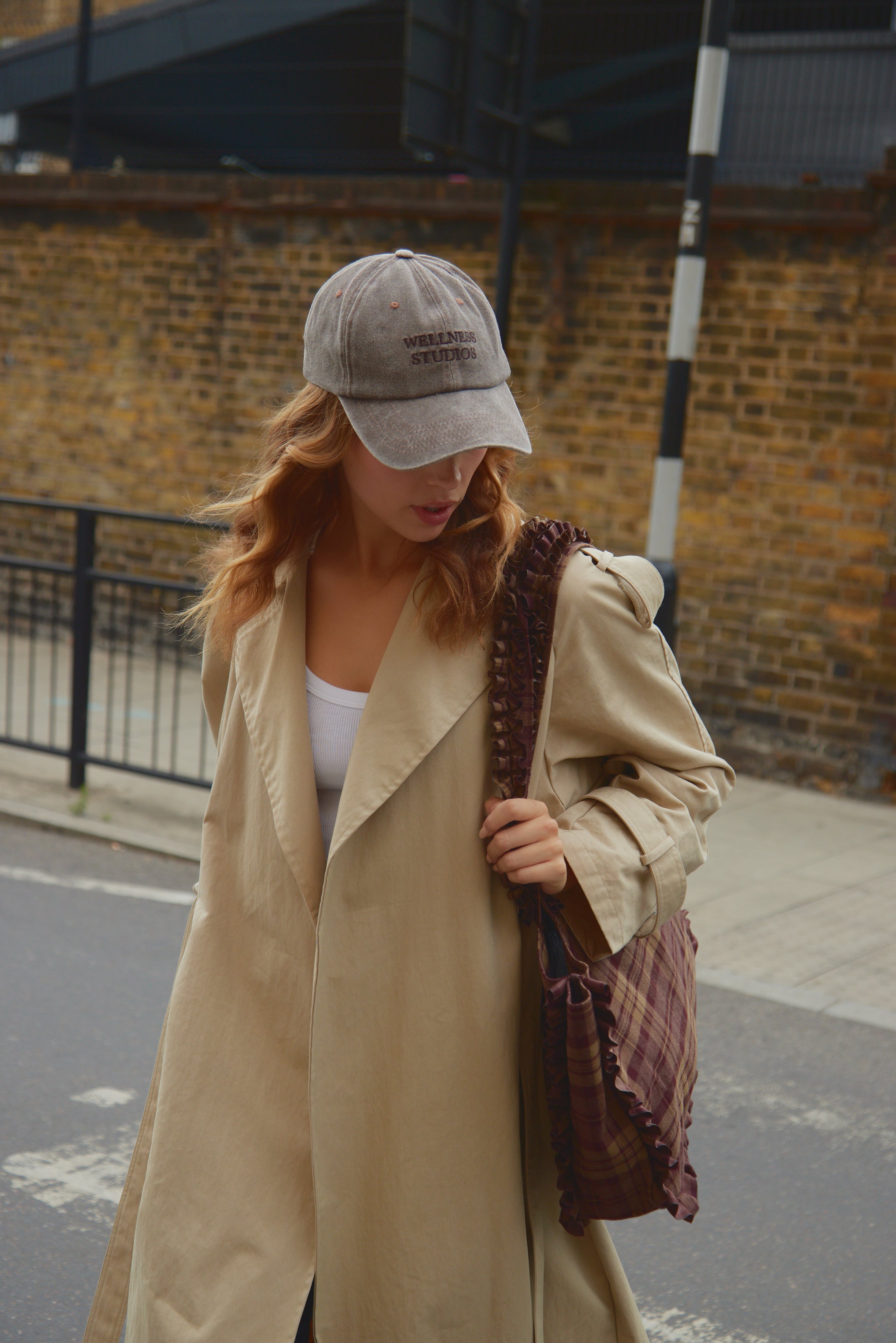 Women’s Wellness Studios Baseball Cap in Washed Brown 