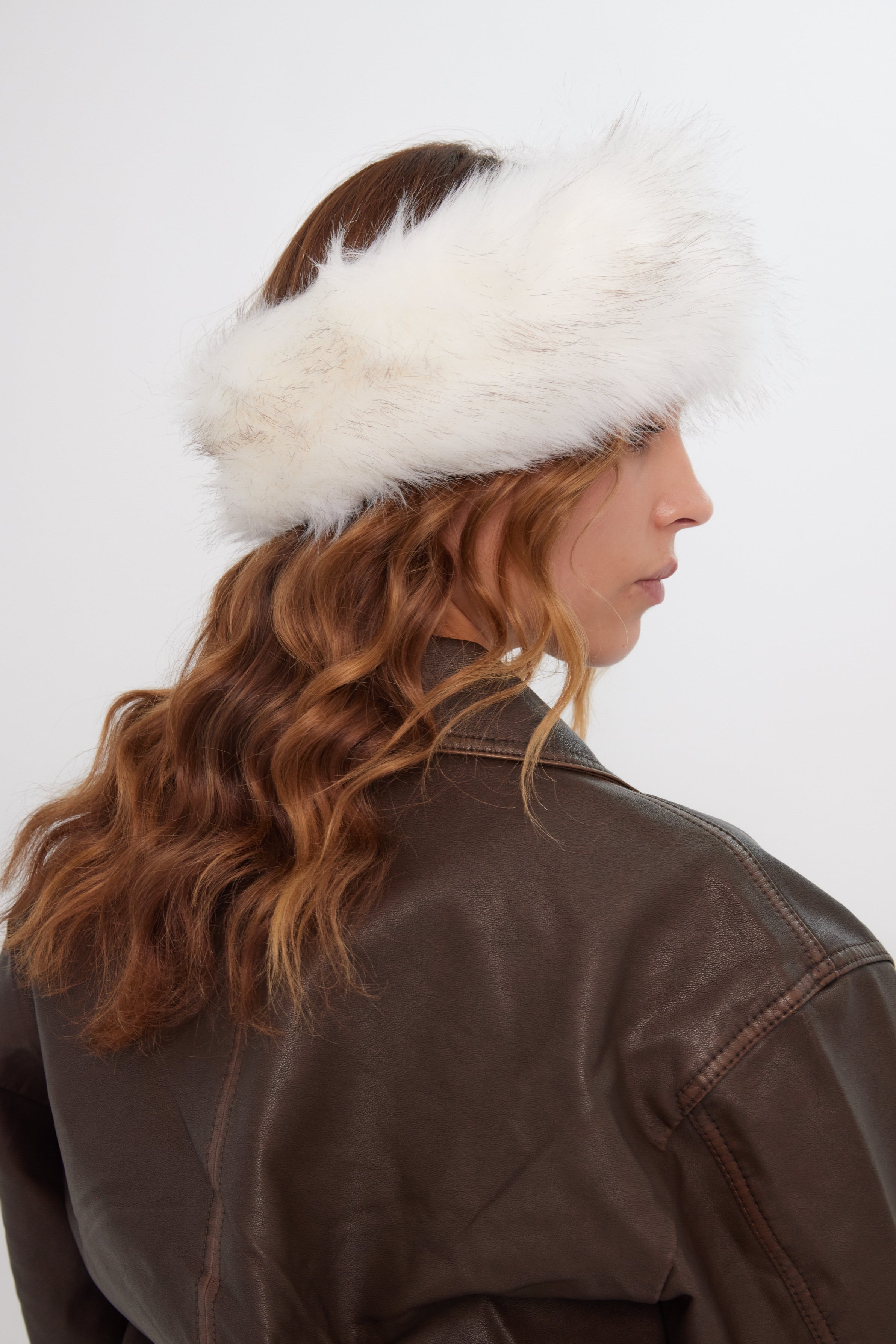Women’s Fur Headband in White