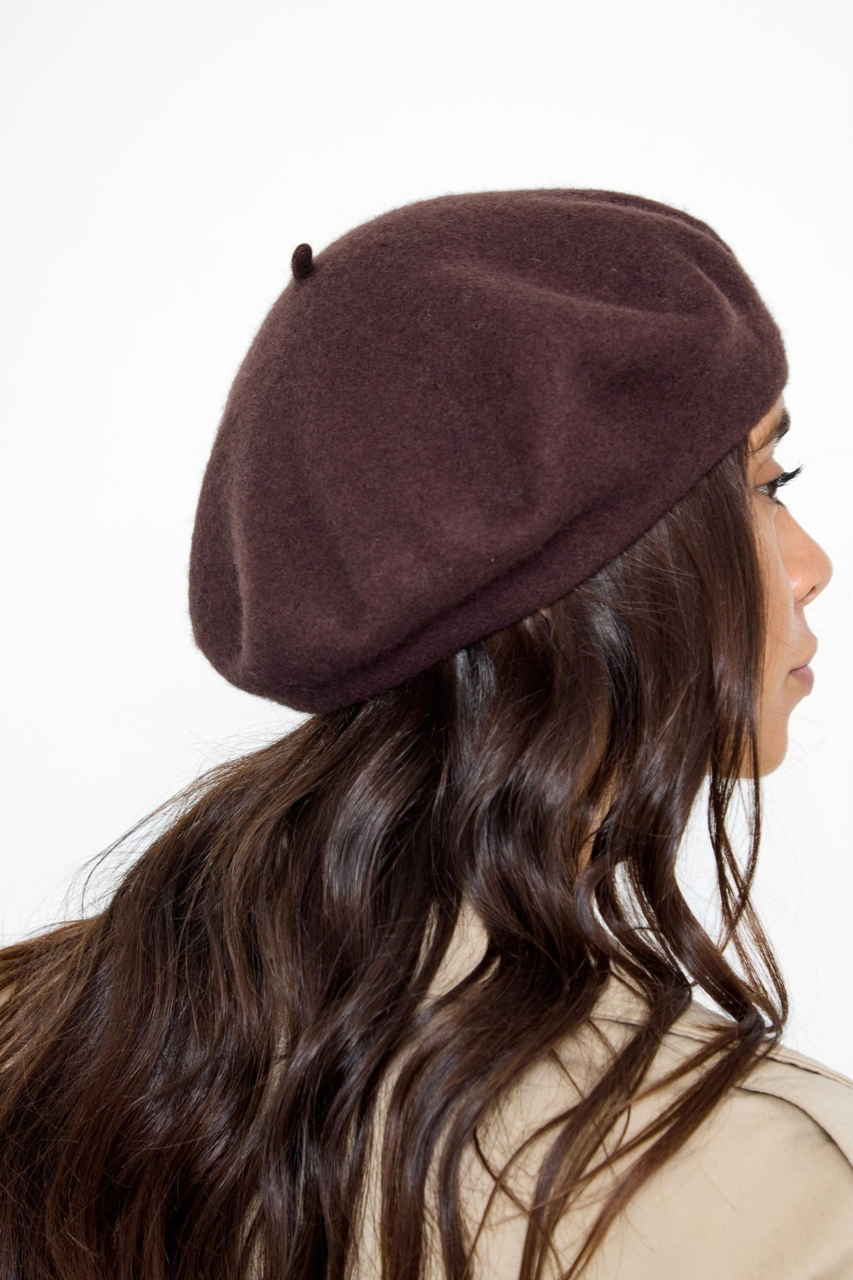Women's Wool Blend Beret in Brown