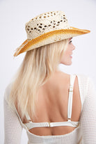 Women’s Distressed Cowboy Hat in Yellow with Stone Trim