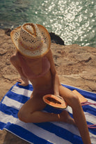 Women’s Distressed Cowboy Hat in Yellow with Stone Trim