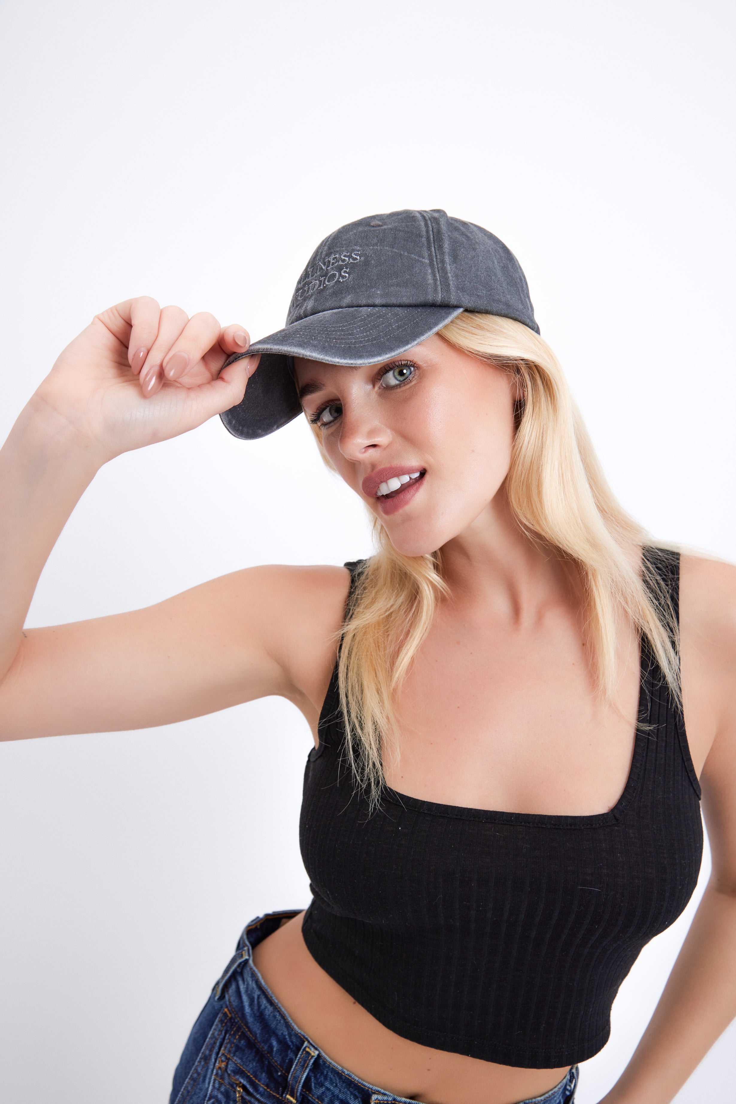 Women's Wellness Studios Washed baseball cap in Black