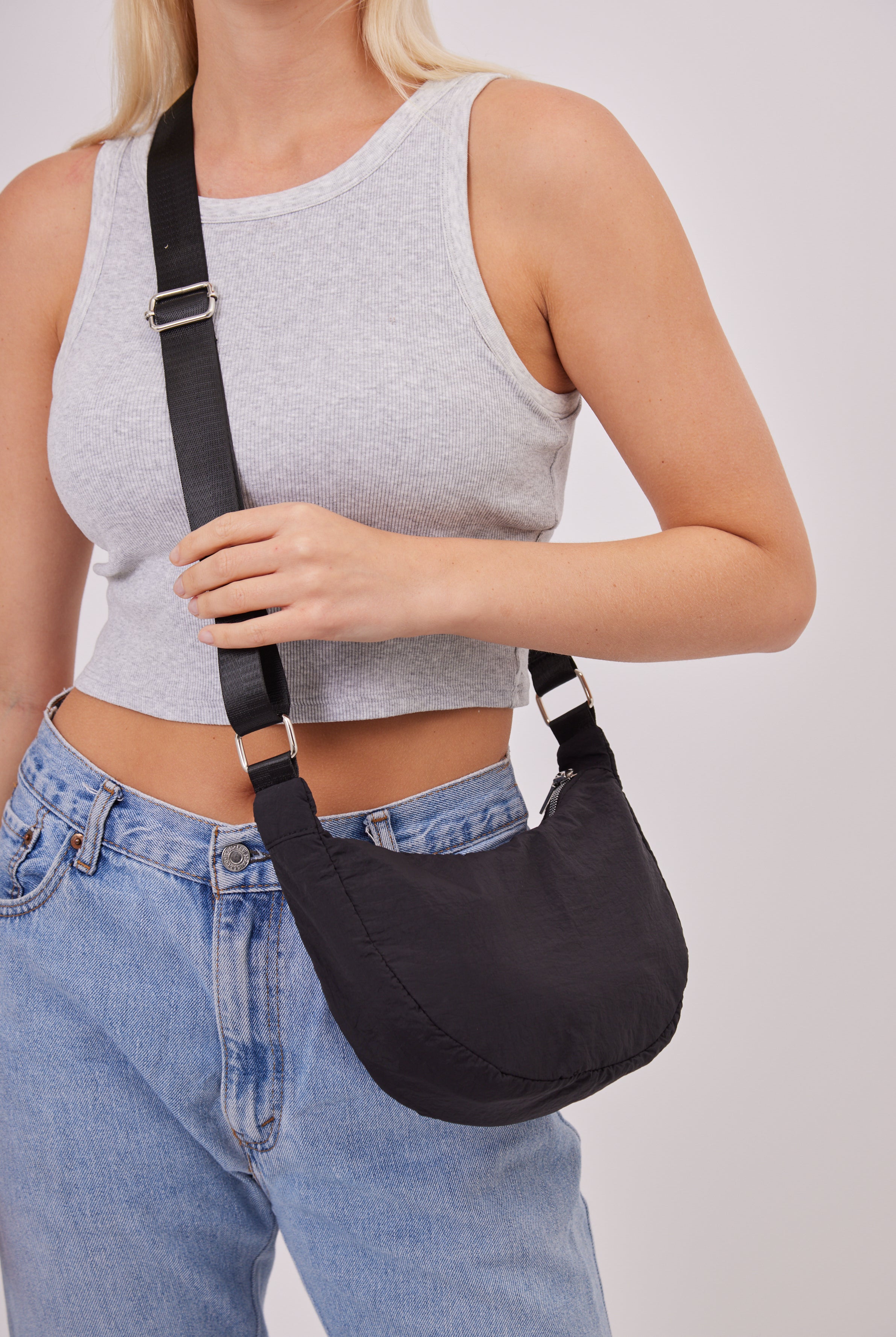 Nylon Sling Bag in Black | minimal | streetwear | street style | women's accessories | casual | sling bag | crossbody | accessories | accessory | basics | unisex | corpcore | quiet luxury | clean girl | utility
