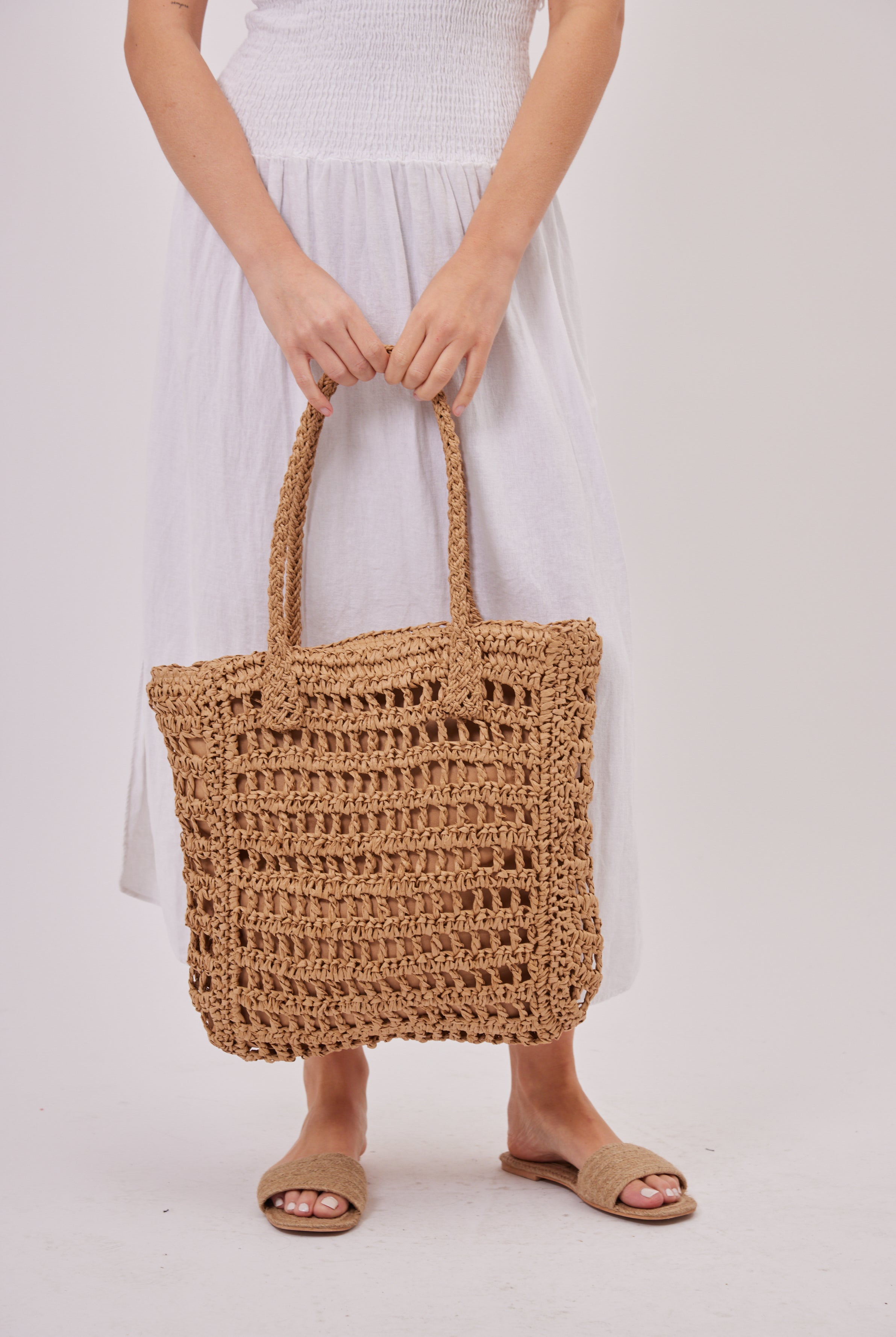 Woven Tote Bag in Beige | Beach Bag | Raffia Bag Holiday bag | Tote | Shopper | Ladies Bag | Summer Bag | Beige Bag