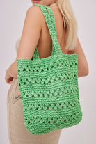 Woven Crochet Tote in Green | Summer | Holiday | Beach | Festival | Shopper | Bag | Women's Accessories | Women | Shopping