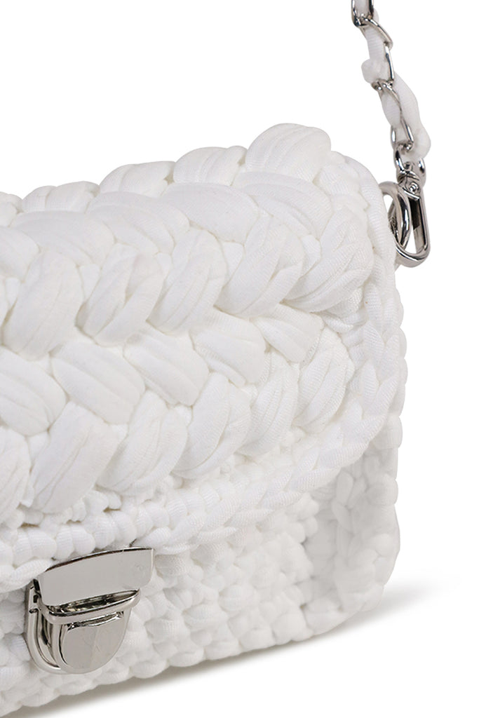 My Accessories London Woven Chunky Clutch Bag in White | Festival | Wedding Guest | Occcasion | Hen Do | Party | Date Night | Holiday | Clutch | Handbag | Shoulder Bag | Crossbody Bag | Summer | Accessories | Accessory | Woven | Crochet | Adjustable |