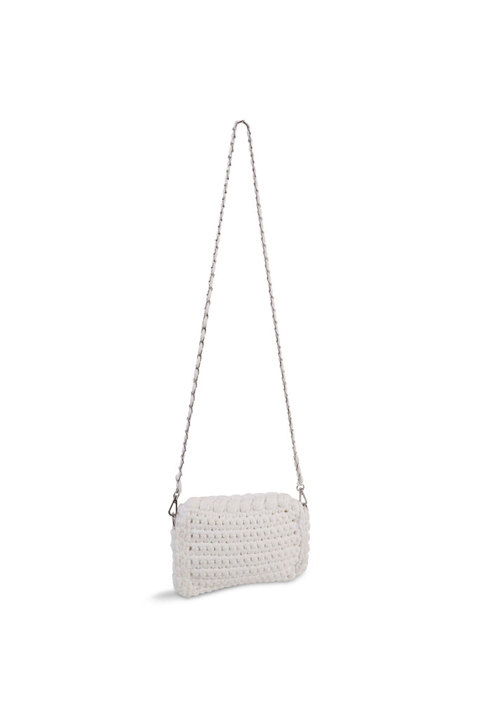 My Accessories London Woven Chunky Clutch Bag in White | Festival | Wedding Guest | Occcasion | Hen Do | Party | Date Night | Holiday | Clutch | Handbag | Shoulder Bag | Crossbody Bag | Summer | Accessories | Accessory | Woven | Crochet | Adjustable |